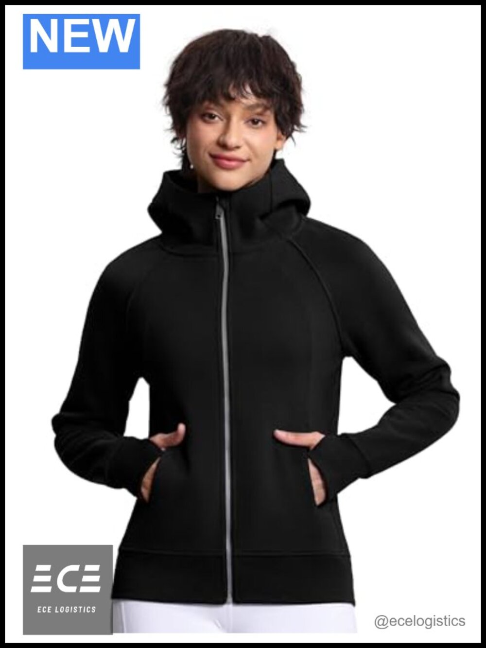 Women Full Zip Up Fleece Hoodie Workout Jacket with Thumbholes